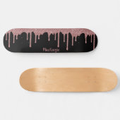Coole Black Pink Rose Gold Glitzer Sparkone Tropfe Skateboard (Horizontal)