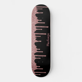 Coole Black Pink Rose Gold Glitzer Sparkone Tropfe Skateboard