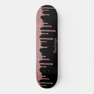 Coole Black Pink Rose Gold Glitzer Sparkone Tropfe Skateboard
