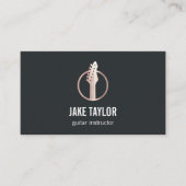 Coole Black & Rose Gold Gitarrenunterricht Visitenkarte (Vorderseite)