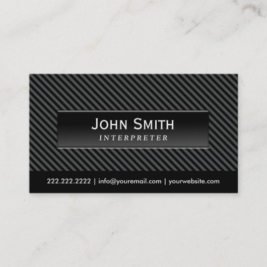 Coole Black Stripes Interpreter Business Card Visitenkarte (Vorderseite)