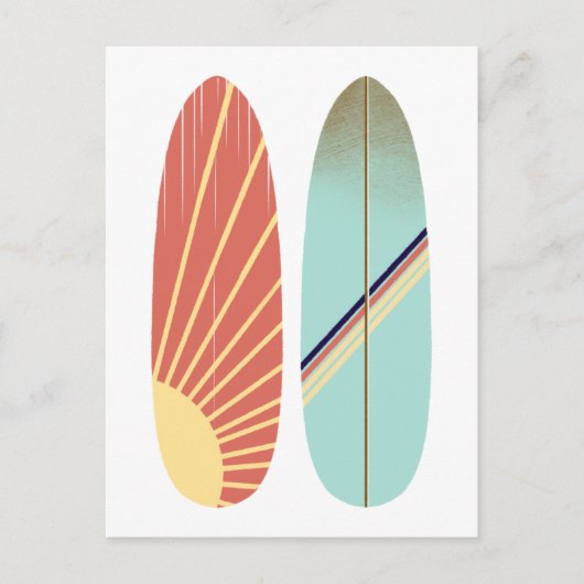 Coole Blau- und Rot-Surfboard-Illustration Postkarte (Vorderseite)