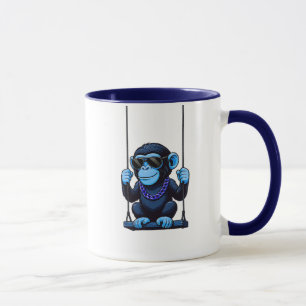Coole blaue Affenmoos auf der Schaukel Tasse