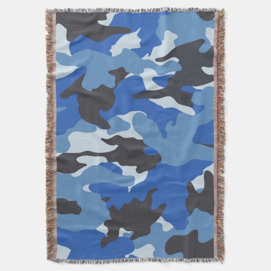 Coole blaue Camouflage Military Woven Throw Blanke Decke (Vorderseite Vertikal)