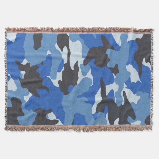 Coole blaue Camouflage Military Woven Throw Blanke Decke (Vorderseite)