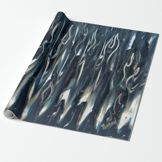 Coole blaue Flammen Geschenkpapier (Ungerollt)