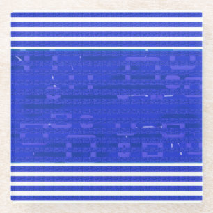 Coole blaue geometrische Streifen Glasuntersetzer