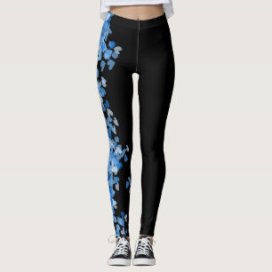 coole blaue Herzen Muster blauen Frauen schwarz Leggings