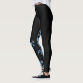 coole blaue Herzen Muster Mode Blau Frauen schwarz Leggings (Links)