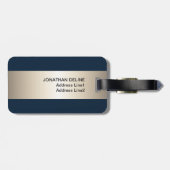 Coole blaue Imitat Metalle Streifen Monogramm Gepäckanhänger (Rückseite horizontal)