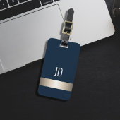Coole blaue Imitat Metalle Streifen Monogramm Gepäckanhänger