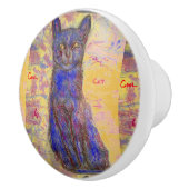 coole blaue Katze Keramikknauf (Rechts)