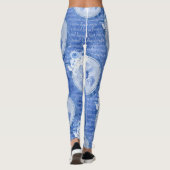 Coole blaue Leggings Blumen drucken Leggings (Rückseite)