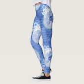 Coole blaue Leggings Blumen drucken Leggings (Links)