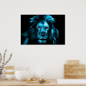 Coole blaue Lion mit blauem Augenportrait Poster (Küche)