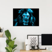 Coole blaue Lion mit blauem Augenportrait Poster (Heimbüro)