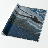 Coole blaue Marmortextur Geschenkpapier (Ungerollt)