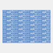 Coole Blaue Namenstypografie Geburtstag Geschenkpapier Set (Vorderseite)