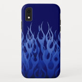 Coole blaue Racing Flames Button Streifen Case-Mate iPhone Hülle (Rückseite)
