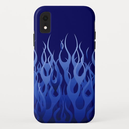 Coole blaue Racing Flames Button Streifen Case-Mate iPhone Hülle (Rückseite)