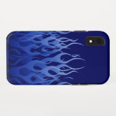 Coole blaue Racing Flames Button Streifen Case-Mate iPhone Hülle (Rückseite (Horizontal))