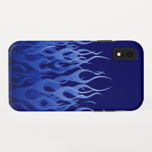 Coole blaue Racing Flames Button Streifen Case-Mate iPhone Hülle (Rückseite (Horizontal))