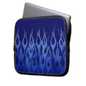 Coole blaue Racing Flames Button Streifen Laptopschutzhülle (Vorderseite Links)