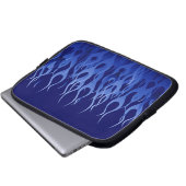 Coole blaue Racing Flames Button Streifen Laptopschutzhülle (Vorne Knopf)