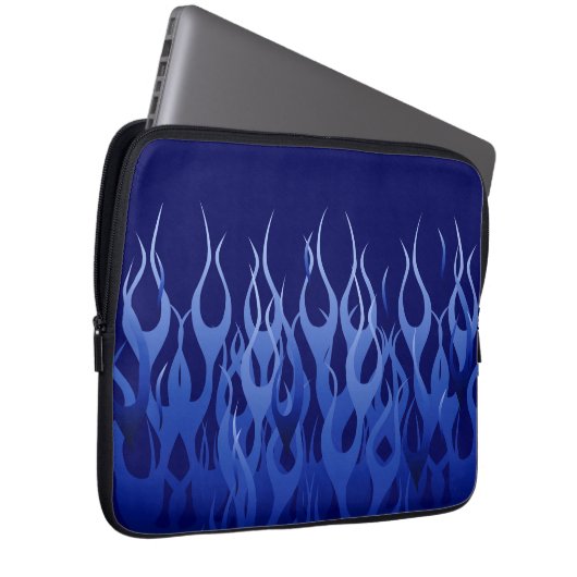 Coole blaue Racing Flames Button Streifen Laptopschutzhülle (Vorne Rechts)