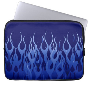Coole blaue Racing Flames Button Streifen Laptopschutzhülle