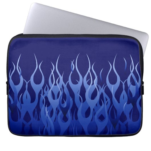 Coole blaue Racing Flames Button Streifen Laptopschutzhülle (Vorderseite)