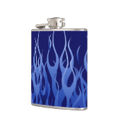 Coole blaue Racing-Flammen Flachmann (Links)