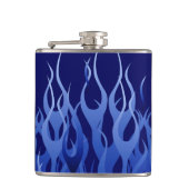Coole blaue Racing-Flammen Flachmann (Vorderseite)