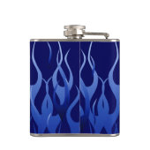 Coole blaue Racing-Flammen Flachmann (Rückseite)