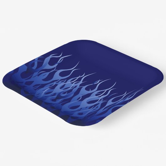 Coole blaue Racing-Flammen Pappteller (Gewinkelt)