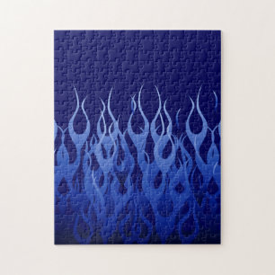 Coole blaue Racing-Flammen Puzzle