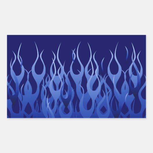 Coole blaue Racing-Flammen Rechteckiger Aufkleber (Vorderseite)