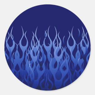 Coole blaue Racing-Flammen Runder Aufkleber
