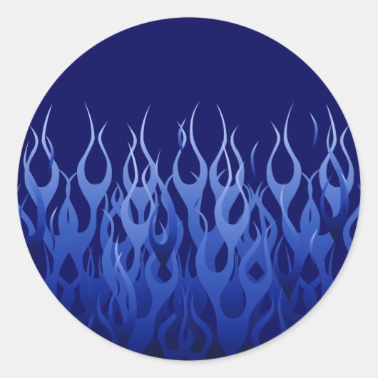 Coole blaue Racing-Flammen Runder Aufkleber (Vorderseite)