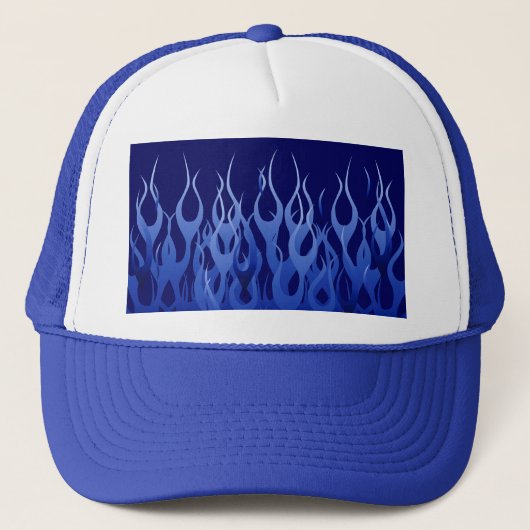 Coole blaue Racing-Flammen Truckerkappe (Vorderseite)
