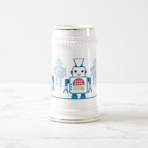 Coole blaue Roboter-Geschenk-Neuheiten Bierglas