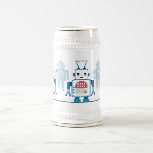 Coole blaue Roboter-Geschenk-Neuheiten Bierglas (Mittel)
