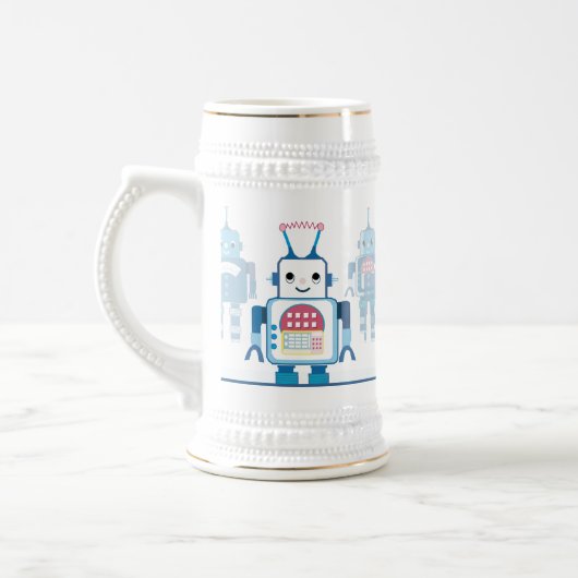 Coole blaue Roboter-Geschenk-Neuheiten Bierglas (Links)
