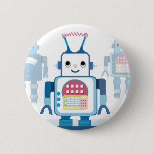 Coole blaue Roboter-Geschenk-Neuheiten Button