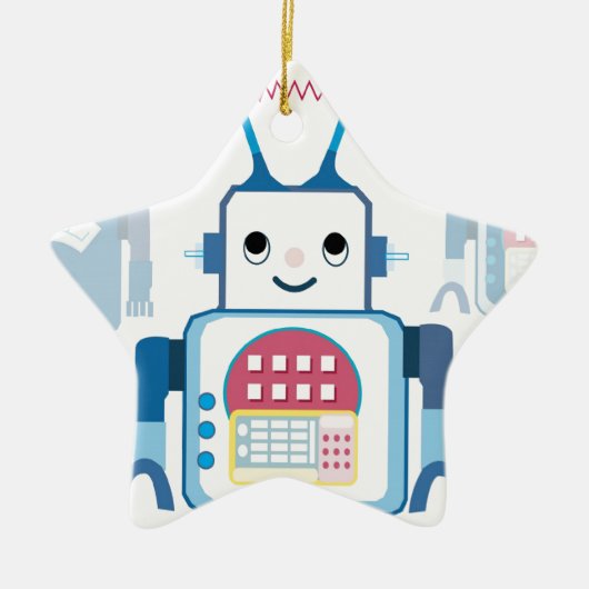 Coole blaue Roboter-Geschenk-Neuheiten Keramikornament (Vorne)