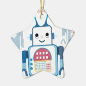 Coole blaue Roboter-Geschenk-Neuheiten Keramikornament (Links)