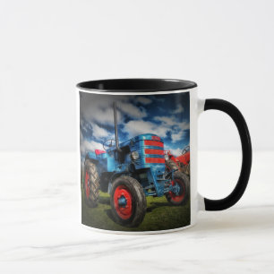 Coole blaue rote antike Traktorengeschenke für Bau Tasse