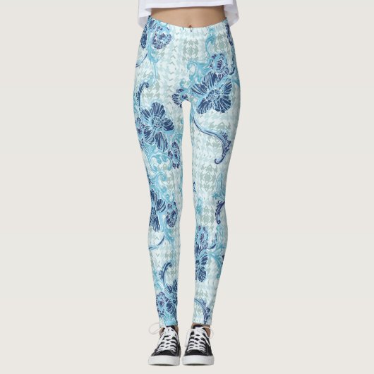 Coole blaue Ruhe mit Ocean-Inspiriert Muster Leggings (Vorderseite)