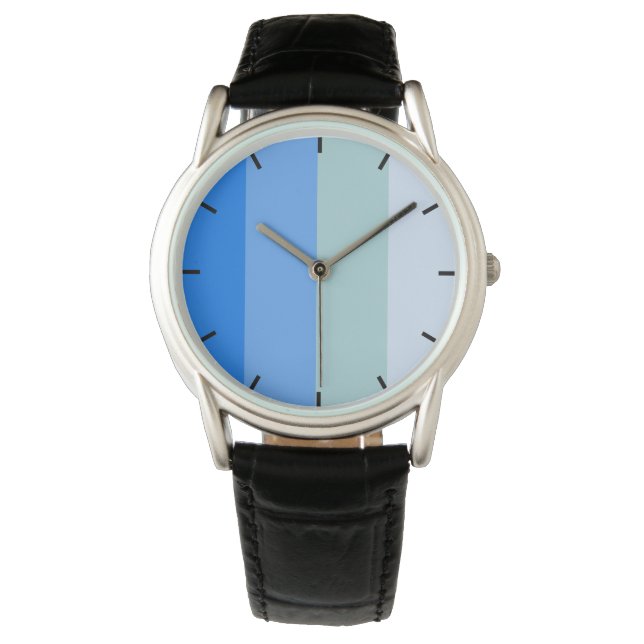 Coole blaue Streifen Armbanduhr (Vorderseite)