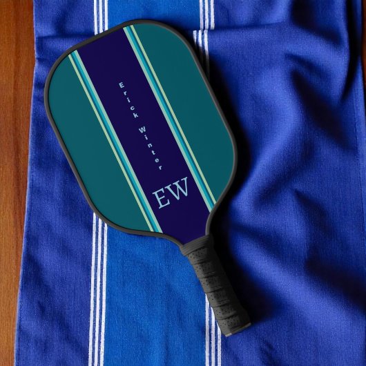 Coole blaue Streifen Custom Monogram Pickleball Schläger